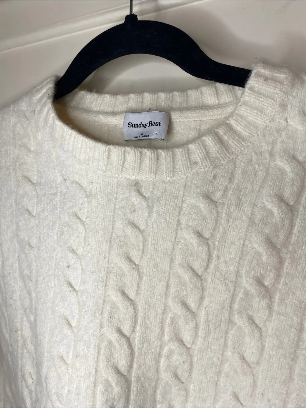 Aritzia Sunday Best Ivory Cable Knit Crewneck Sweater